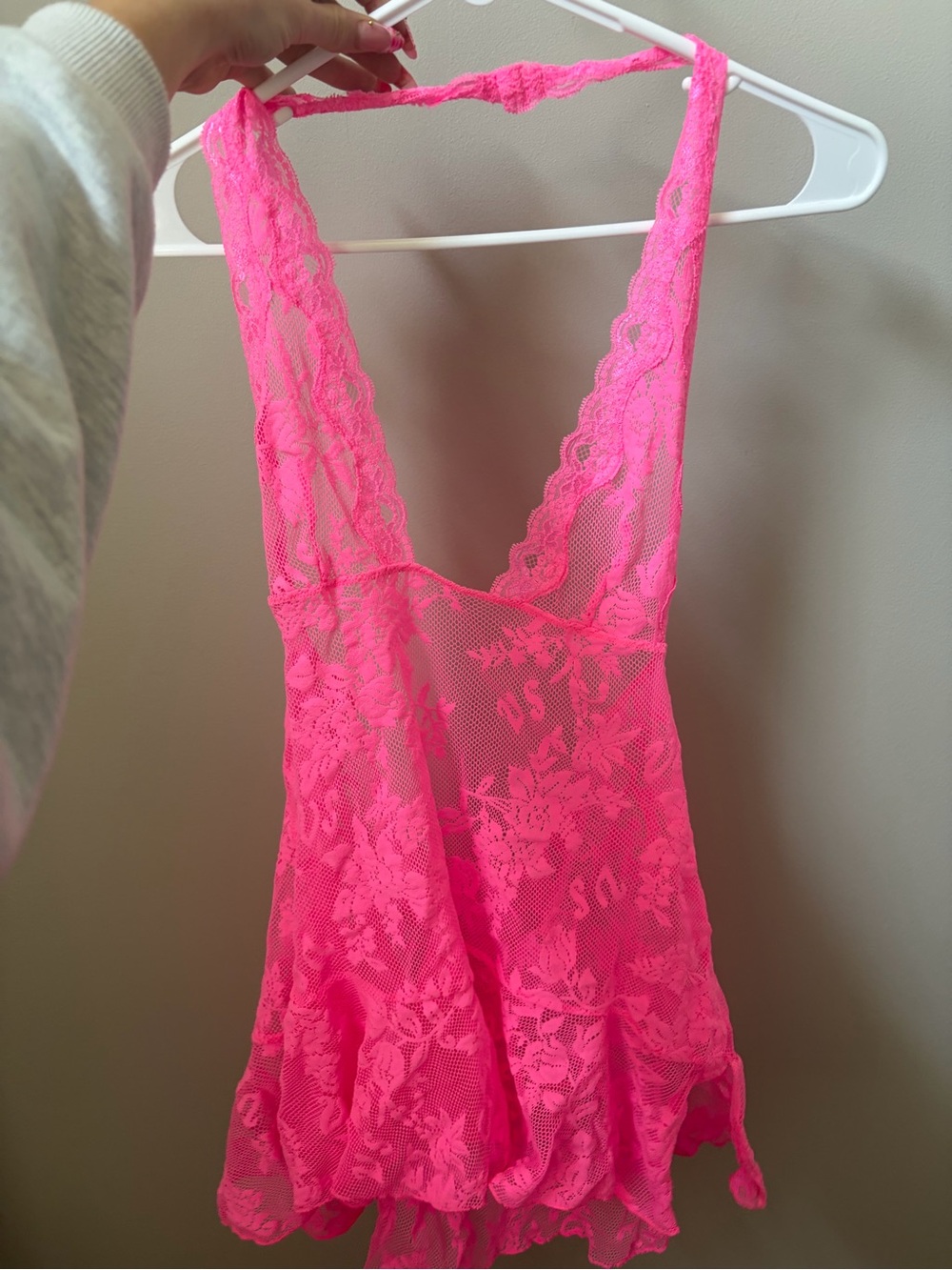 Victoria's Secret Neon Pink Lace Chemise